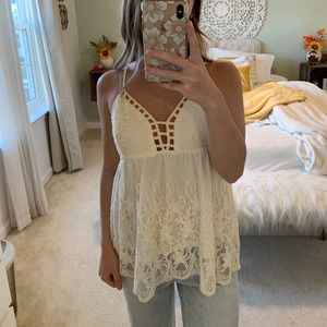 Cream colored lace tank